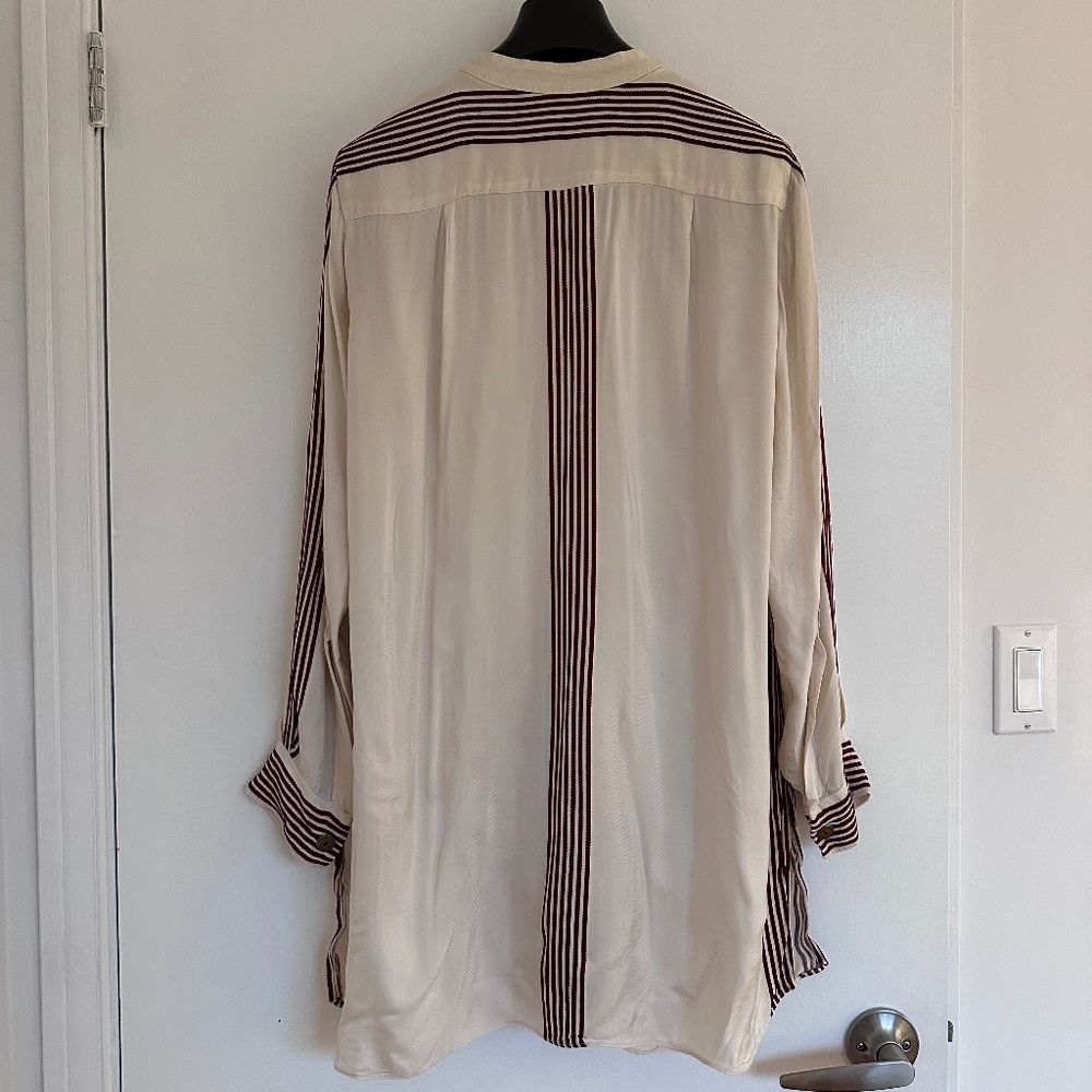 DONATED ❌ZARA White Mandarin Collar Long Sleeve Shirt Size M - Picture 2 of 7